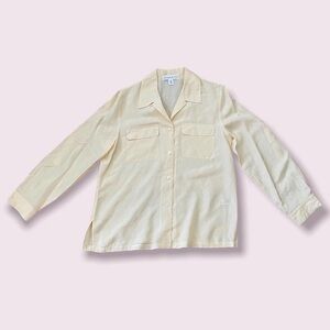 Vintage butter yellow 100% silk button down
